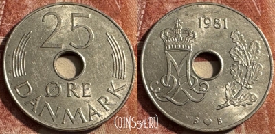 Дания 25 эре 1981 года, KM# 861, 489s-123