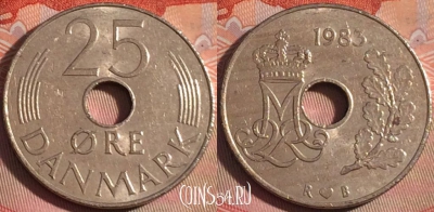 Дания 25 эре 1983 года, KM# 861, 115b-023