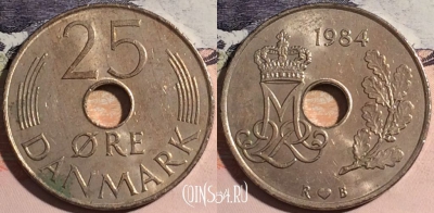 Дания 25 эре 1984 года, KM# 861, a104-099