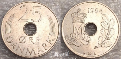 Дания 25 эре 1984 года, см. состояние, 79-059b