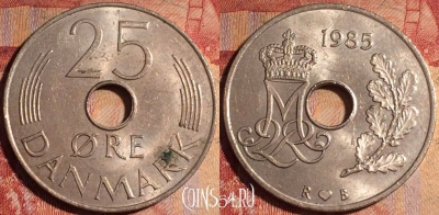 Дания 25 эре 1985 года, KM# 861, 167a-132