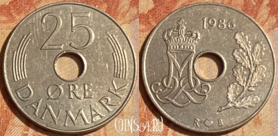 Дания 25 эре 1986 года, KM# 861, 462q-131