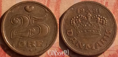 Дания 25 эре 1991 года, KM# 868, 049n-196