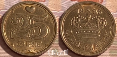 Дания 25 эре 1996 года, KM# 868, 386r-057