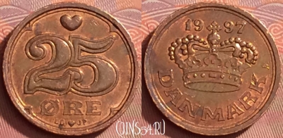 Дания 25 эре 1997 года, KM# 868, 286l-077