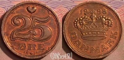 Дания 25 эре 1998 года, KM# 868, 092l-035