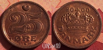 Дания 25 эре 2000 года, KM# 868, 211i-143