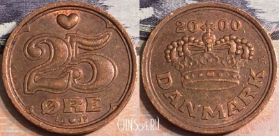 Дания 25 эре 2000 года, KM# 868, a075-093