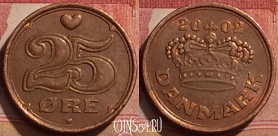 Дания 25 эре 2002 года, KM# 868, 291k-066