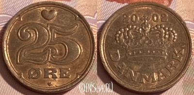 Дания 25 эре 2002 года, KM# 868, 386r-036