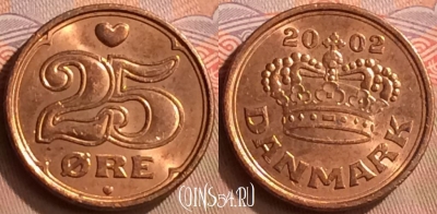 Дания 25 эре 2002 года, KM# 868, 422-074