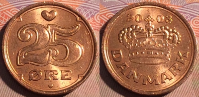 Дания 25 эре 2003 года, KM# 868, 194a-021