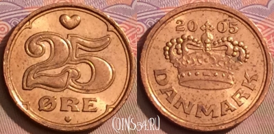 Дания 25 эре 2005 года, KM# 868, 084l-140