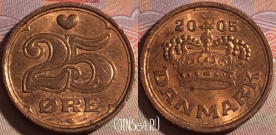 Дания 25 эре 2005 года, KM# 868, 141b-008
