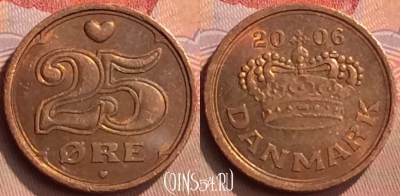 Дания 25 эре 2006 года, KM# 868, 428-127
