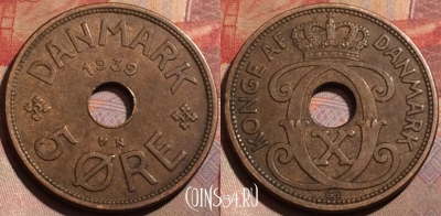 Дания 5 эре 1939 года, KM# 828, 185b-073