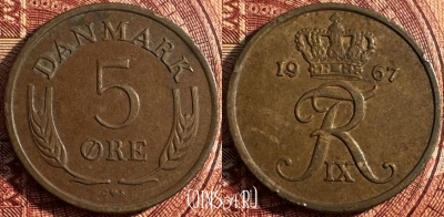 Дания 5 эре 1967 года, KM# 848, 359s-102