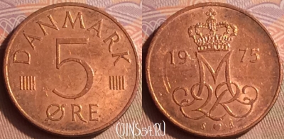 Дания 5 эре 1975 года, KM# 859, 432-066