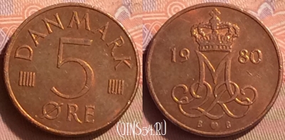 Дания 5 эре 1980 года, KM# 859, 088o-066