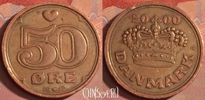 Дания 50 эре 2000 года, KM# 866, 328l-023