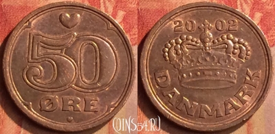 Дания 50 эре 2002 года, KM# 866, 104n-140