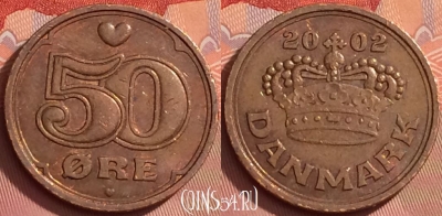 Дания 50 эре 2002 года, KM# 866, 278l-108