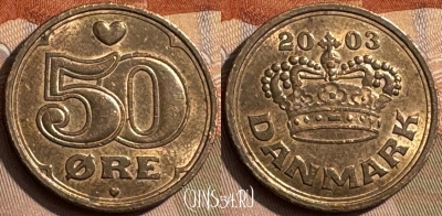 Дания 50 эре 2003 года, KM# 866, 294s-059