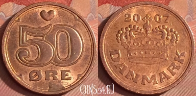 Дания 50 эре 2007 года, KM# 866, 331l-128