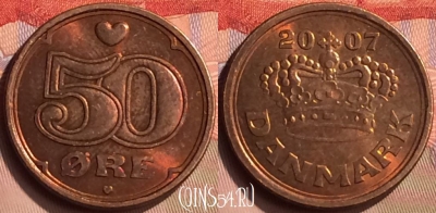 Дания 50 эре 2007 года, KM# 866, 416-127