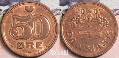 Дания 50 эре 2007 года, KM# 866, a084-114
