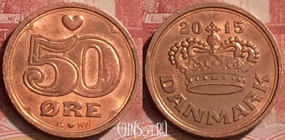 Дания 50 эре 2015 года, KM# 866, 146l-076