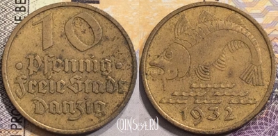 Данциг 10 пфеннигов 1932 года, KM# 152, a060-022