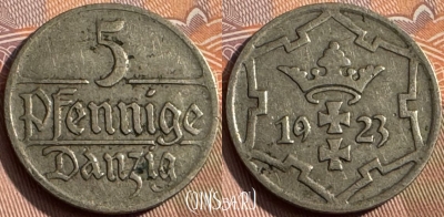 Данциг 5 пфеннигов 1923 года, KM# 142, 160s-029