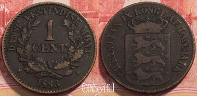 Датская Вест-Индия 1 цент 1883 года, KM# 68, 255-085