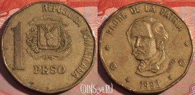 Доминикана 1 песо 1993 года, KM# 80.2, 112b-106