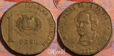 Доминикана 1 песо 1993 года, KM# 80.2, a076-128