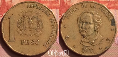 Доминикана 1 песо 2000 года, KM# 80.2, 082o-116