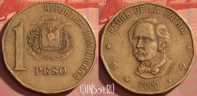 Доминикана 1 песо 2000 года, KM# 80.2, 287l-095