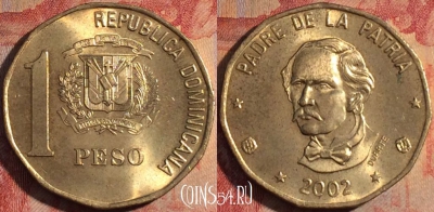 Доминикана 1 песо 2002 года, KM# 80.2, 176a-106