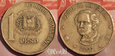 Доминикана 1 песо 2002 года, KM# 80.2, 261a-063
