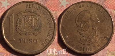 Доминикана 1 песо 2008 года, 196i-028