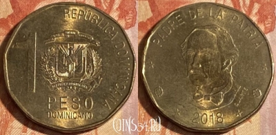 Доминикана 1 песо 2018 года, 287r-104 ♛