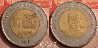 Доминикана 10 песо 2007 года, KM# 106, 419-020