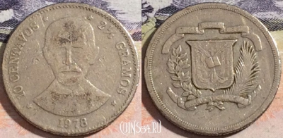 Доминикана 10 сентаво 1978 года, KM# 50, 174-023