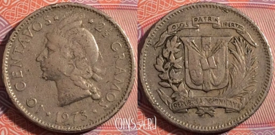 Доминикана 10 сентаво 1973 года, KM# 19a, 179-080
