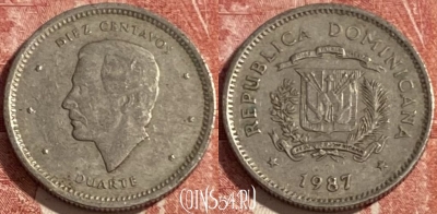 Доминикана 10 сентаво 1987 года, KM# 60, 423r-092