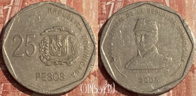 Доминикана 25 песо 2005 года, KM# 107, 126r-087