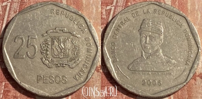 Доминикана 25 песо 2005 года, KM# 107, 133r-131