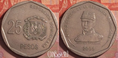 Доминикана 25 песо 2005 года, KM# 107, 190k-140