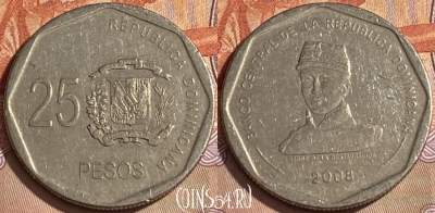 Доминикана 25 песо 2008 года, KM# 107, 111r-041